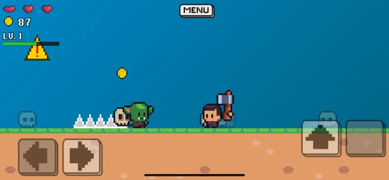 Cornered: a knight facing a goblin in the arena