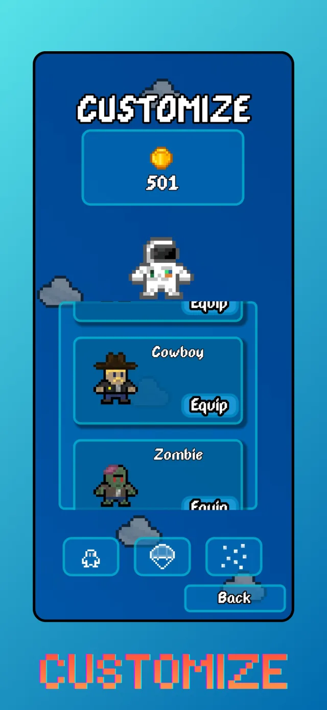 Dive Dash customize screen with unlockable characters