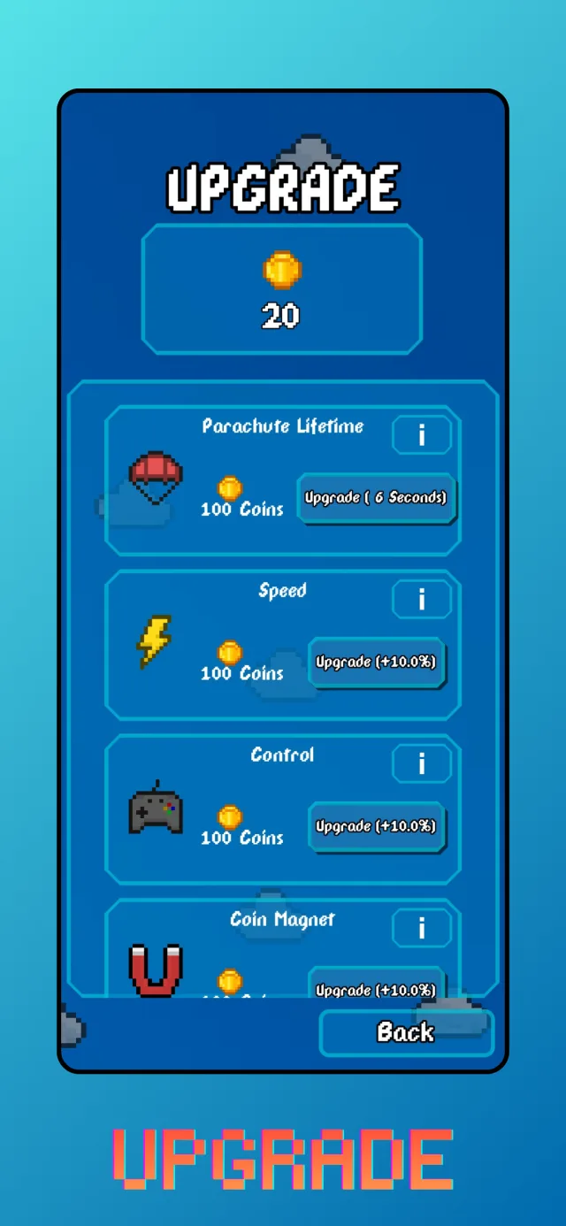 Dive Dash: upgrade screen