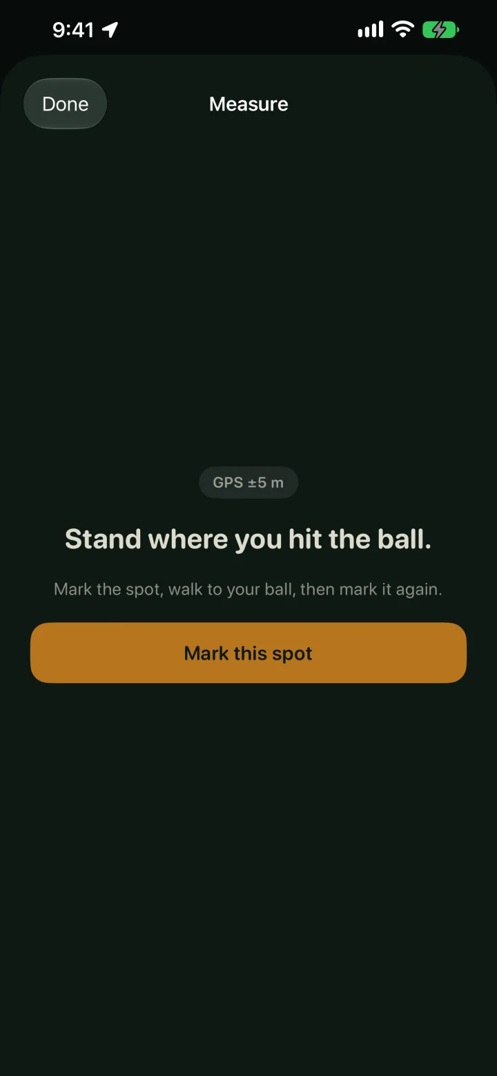 Shotline measure screen: stand where you hit the ball